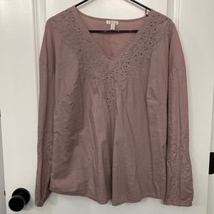 Long sleeve embroidered top